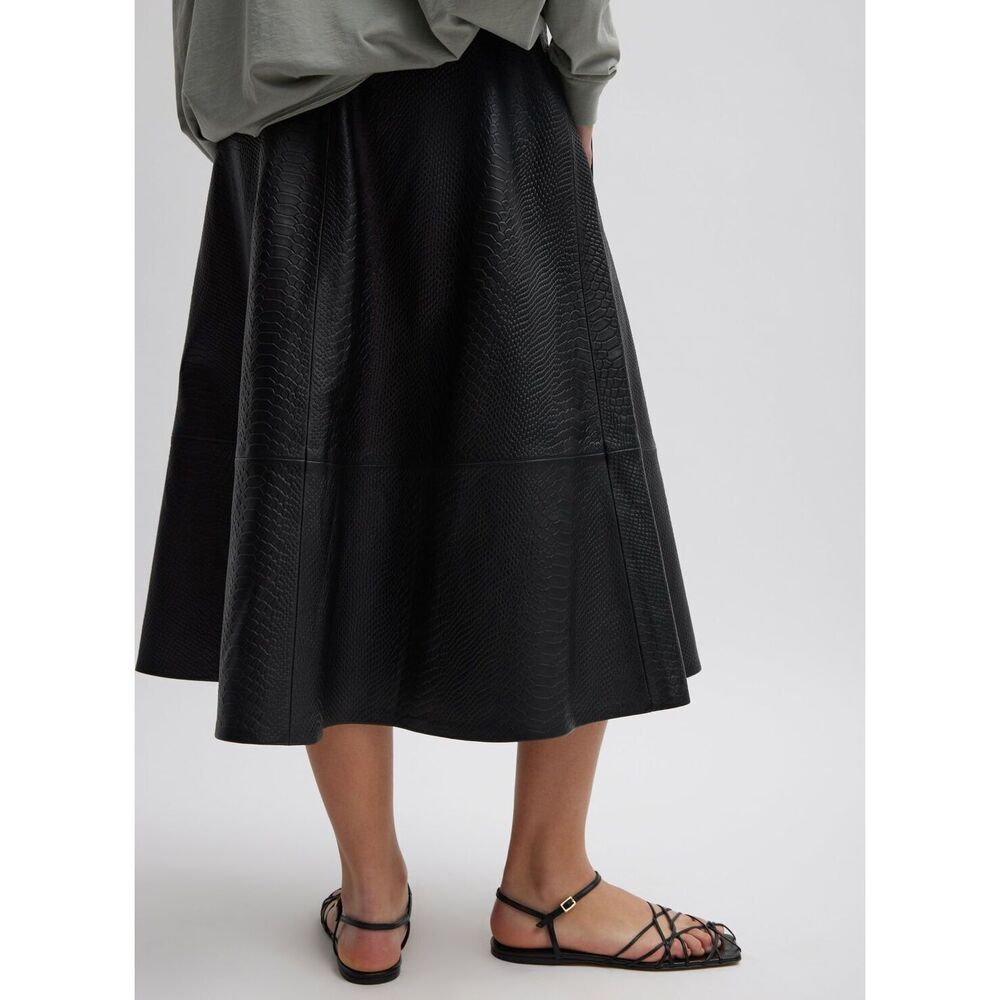 Tibi Lamb Leather Midi Length Skirt w/ Tags - Picture 3 of 11